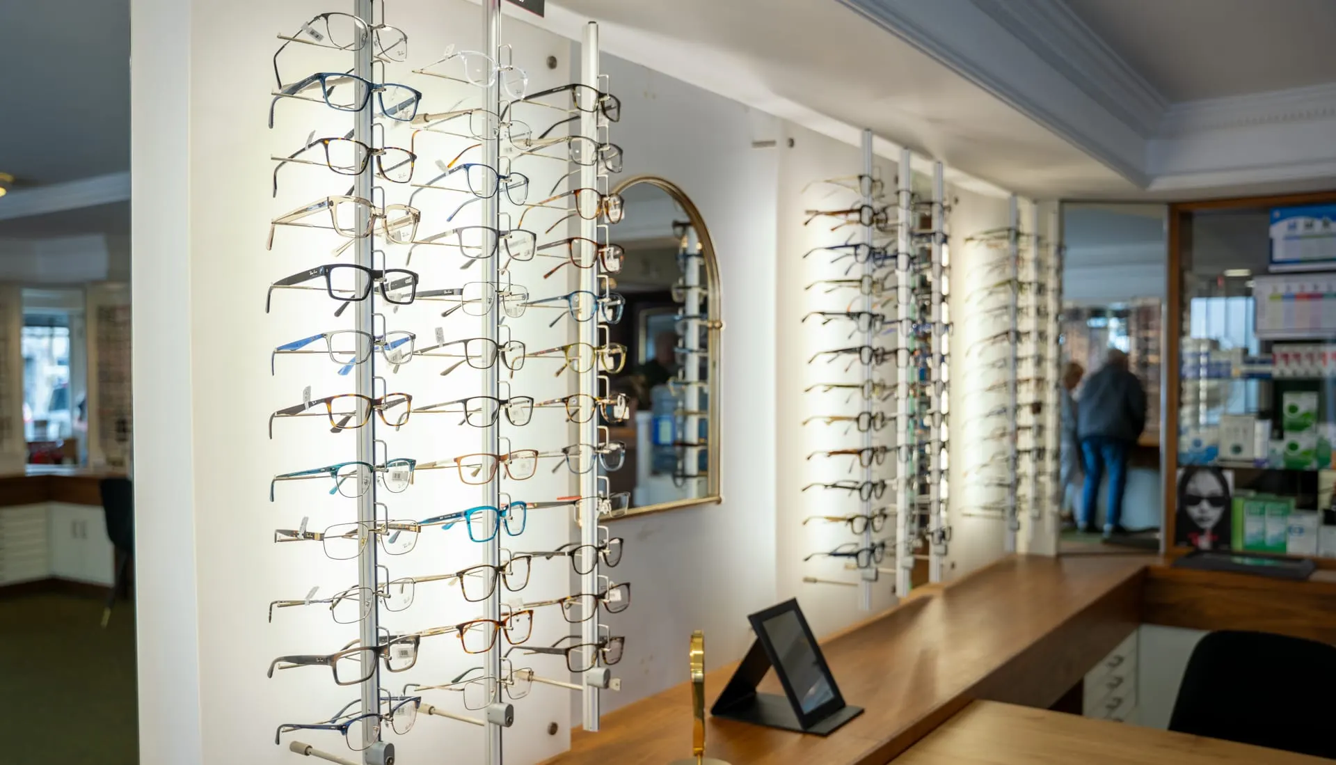 Inside the practice, looking along the frame displays